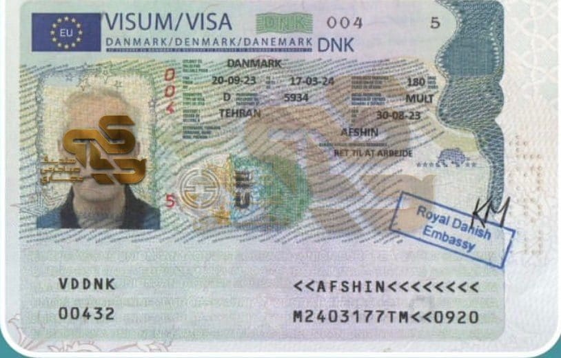نمونه ویزا و کارت اقامتی کادر درمان کشور دانمارک